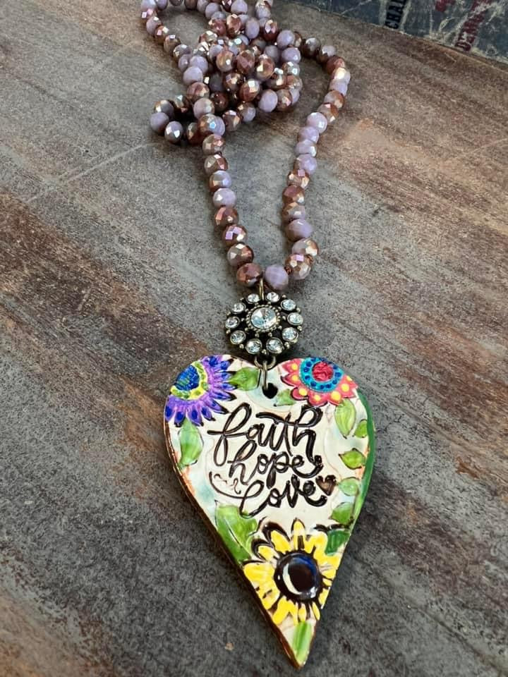 Ceramic heart necklaces
