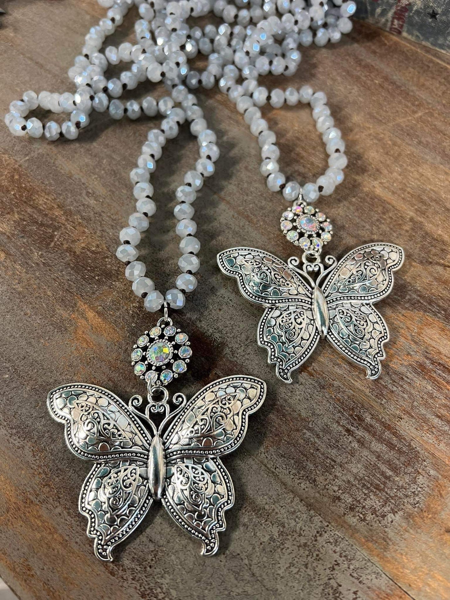 Beaded butterfly necklaces
