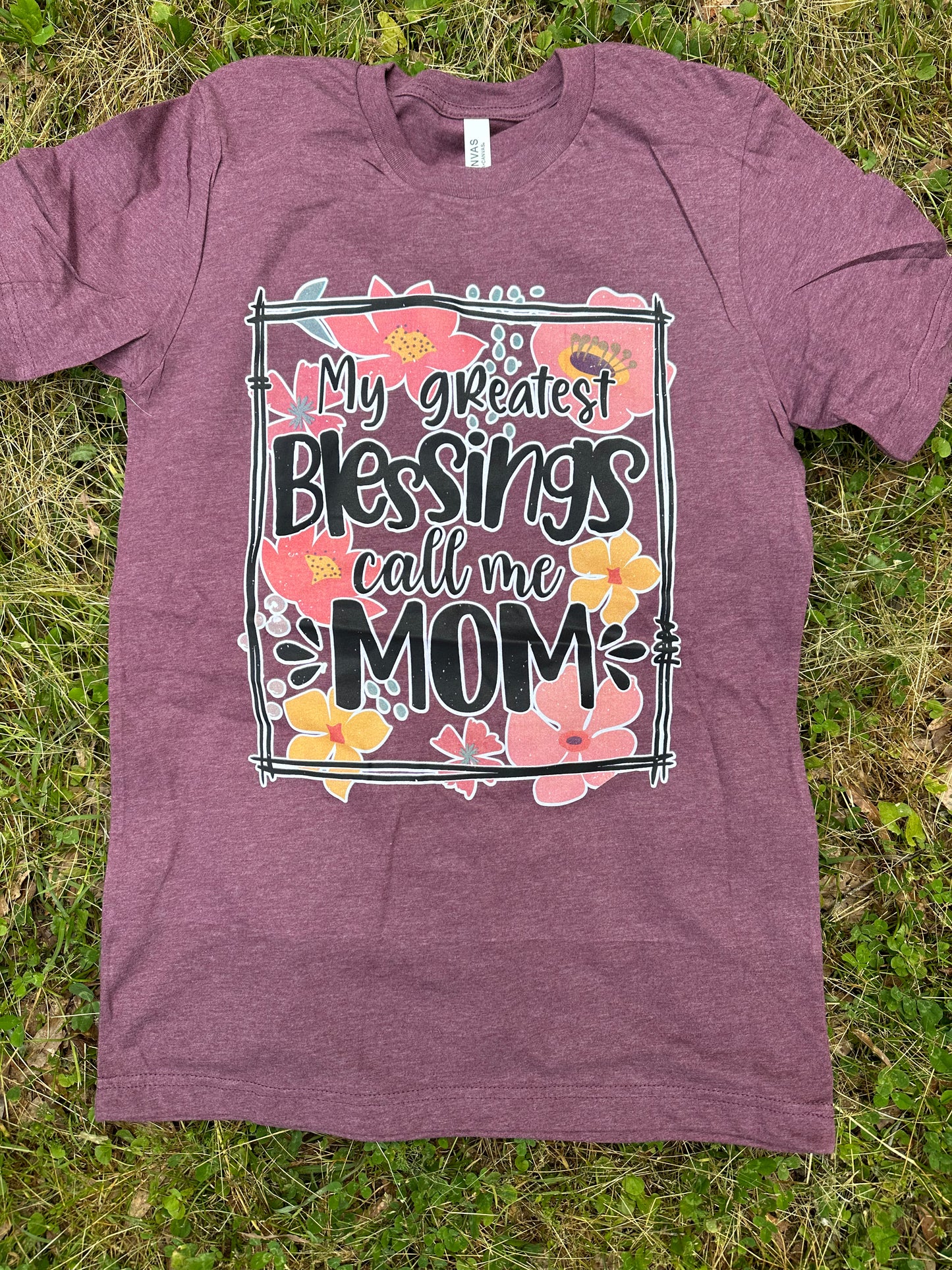 Heather purple “Greatest Blessings Call Me Mom” Tshirt