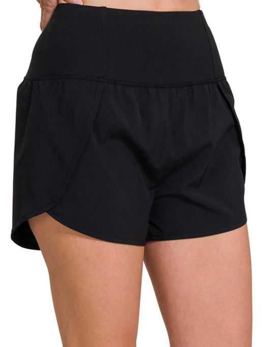 Black lined running shorts