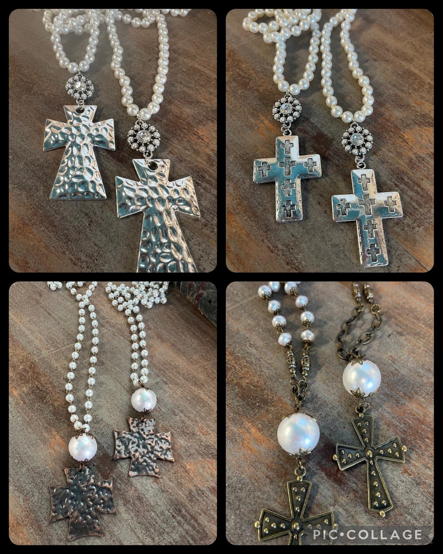 Pearl cross necklaces
