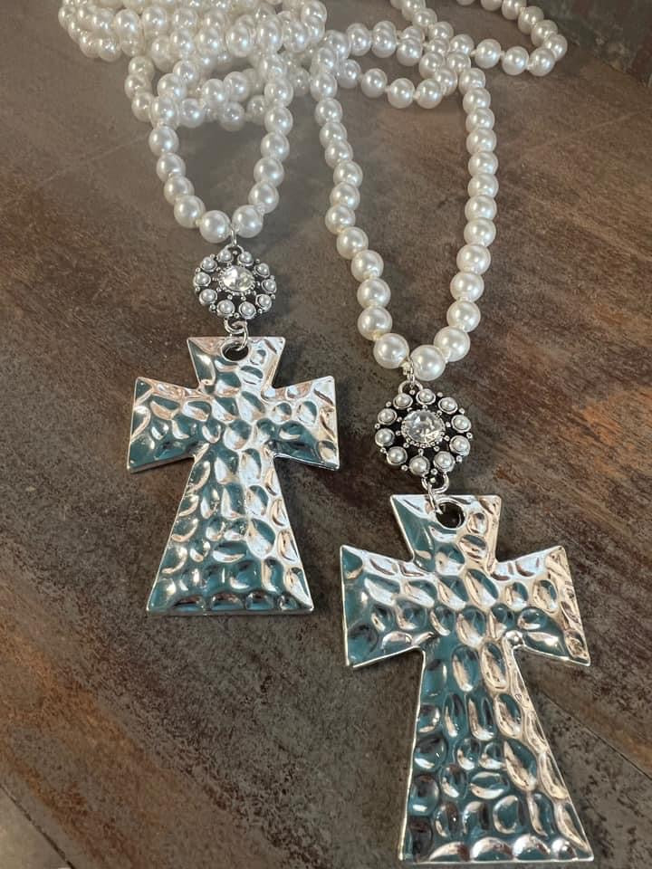Pearl cross necklaces