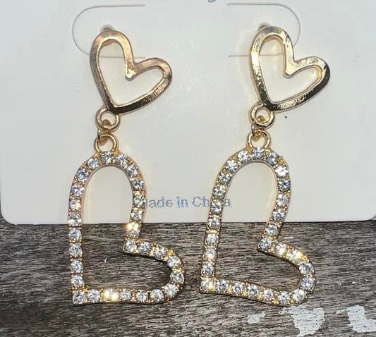 Gold/ab heart earrings