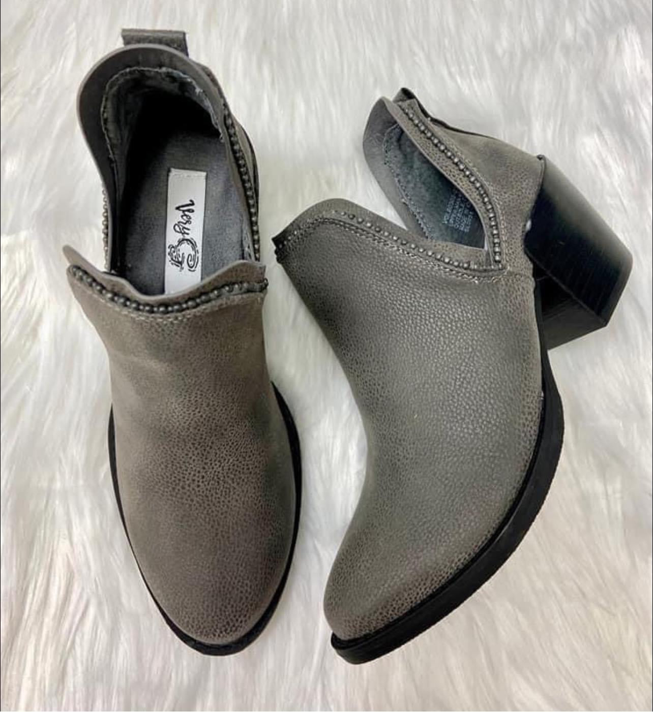 Very G gray “Marlene” booties