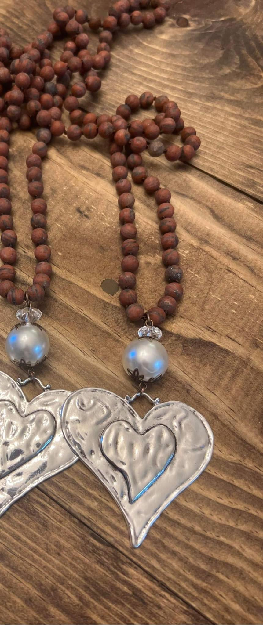 Natural stone heart necklaces