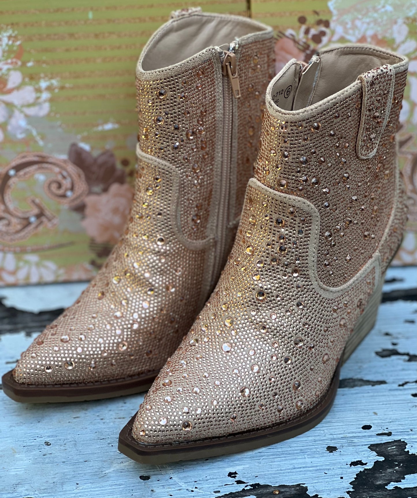 Very G rose gold “Kady” bling boots