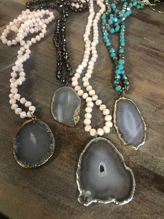 Natural stone pendant necklaces