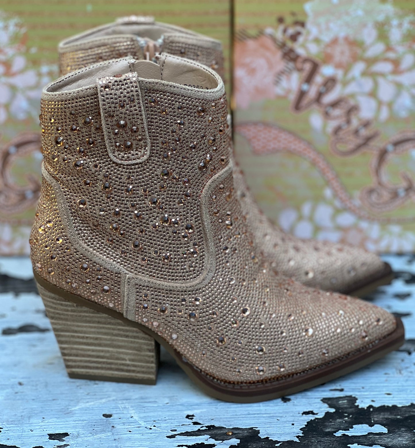 Very G rose gold “Kady” bling boots