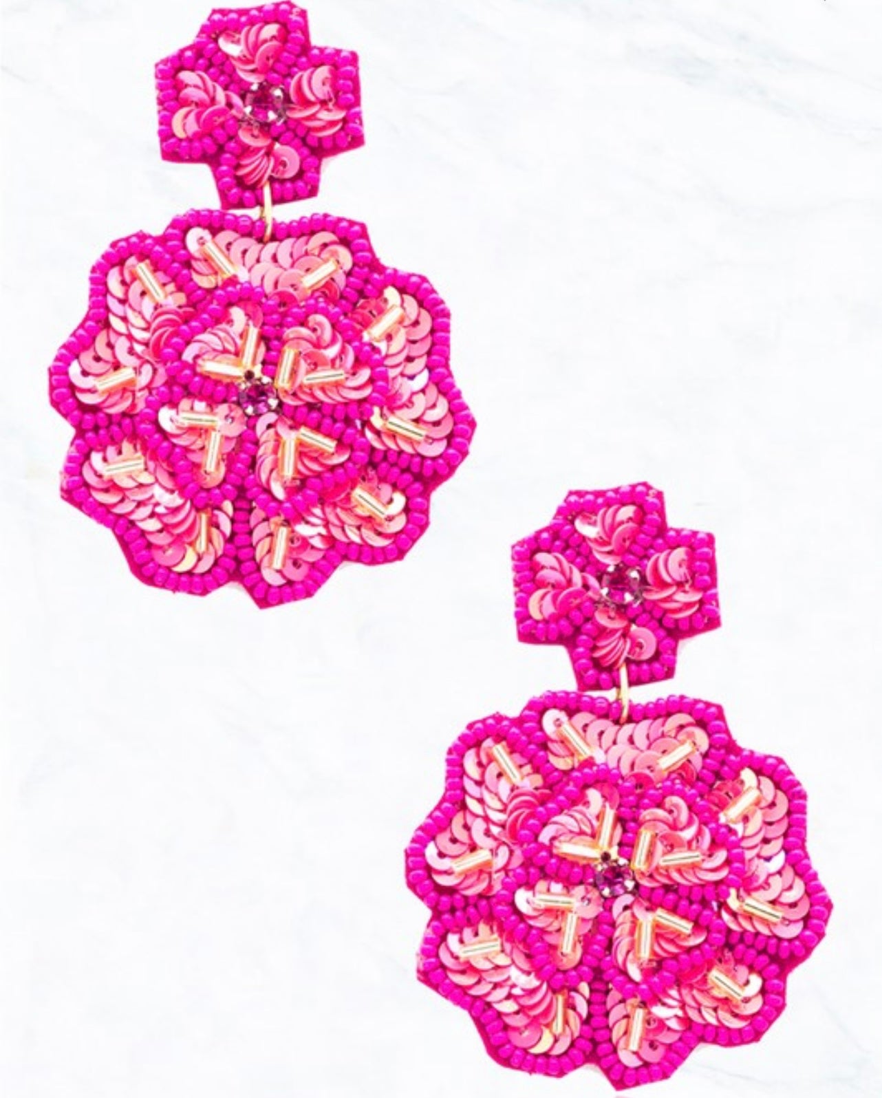 Beaded floral shape earrings